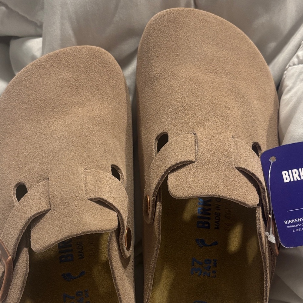 Birkenstock Light Brown Suede Slip-Ons
